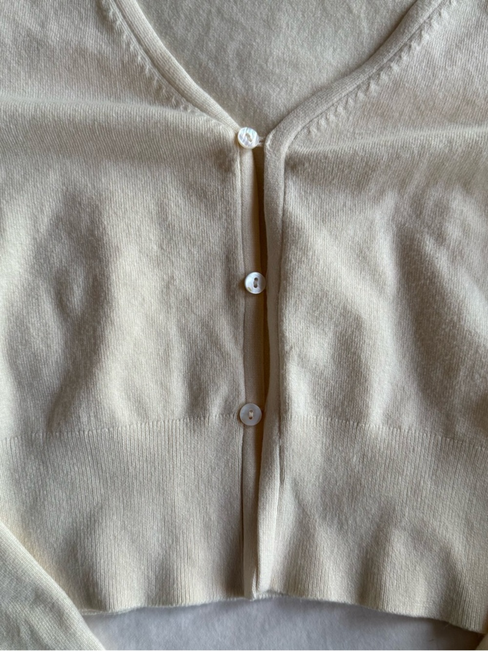 Zara Light Beige V-Neck Button Cardigan - Picture 3 of 6